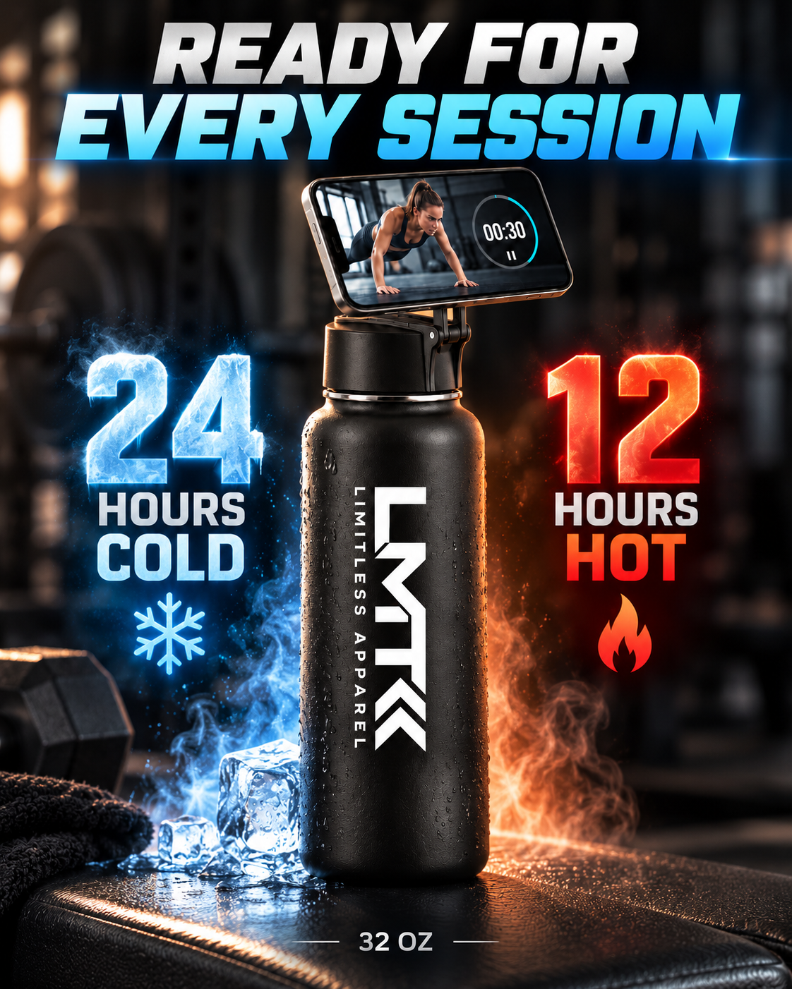 LMT bottle insulation: 24 hours cold and 12 hours hot