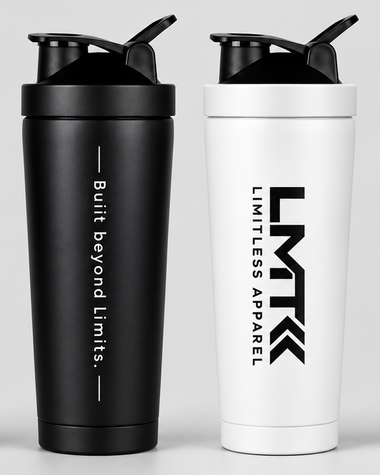 LMT 750ml stainless shaker bottles in black and white